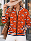 Women's Denver Broncos Argyle Print Zip Up Varsity Jacket