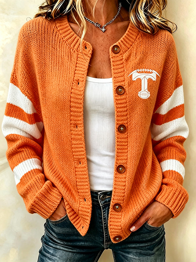 Women'S Casual Football Plant Knitted Cardigan Top Main image