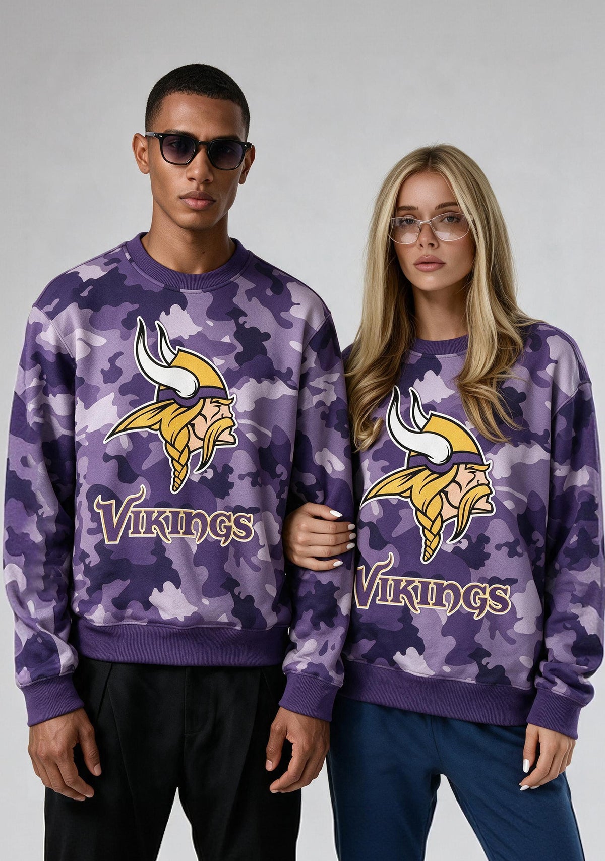Minnesota Vikings Camo Graphic Crewneck Sweatshirt