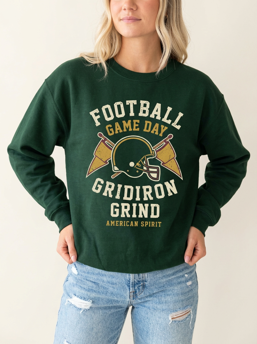 Women's Football Game Day Helmet Gridiron Grind Printed Long-Sleeve T-Shirt