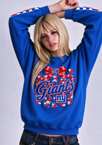 Women's New York Giants Floral Bow Crewneck Sweatshirt