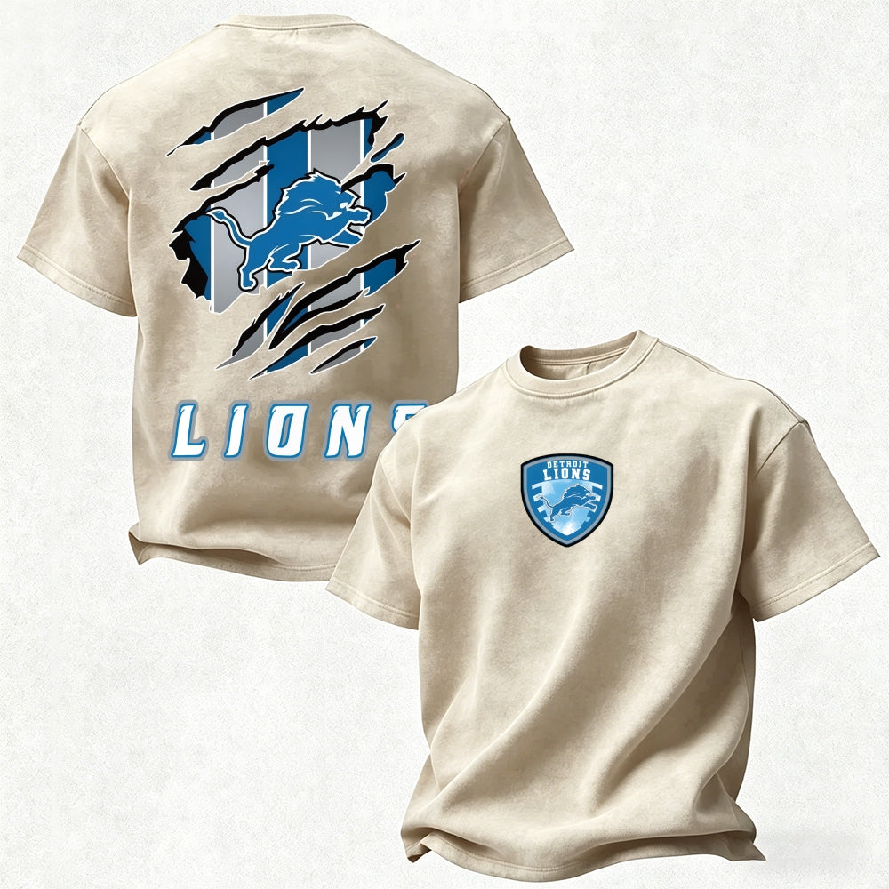 Detroit Lions Printed Unisex 100% Pure Cotton Washed T-Shirt