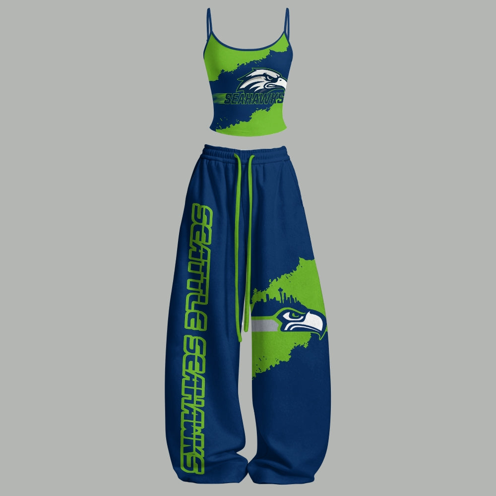 Seattle Seahawks Top & Elasticated Trousers Two-Piece Set | NFL
