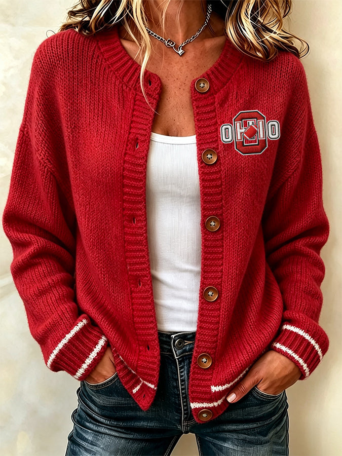 Women'S Casual Football Plant Knitted Cardigan Top Secondary image