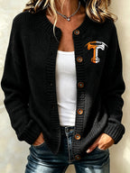 Women'S Casual Football Plant Knitted Cardigan Top