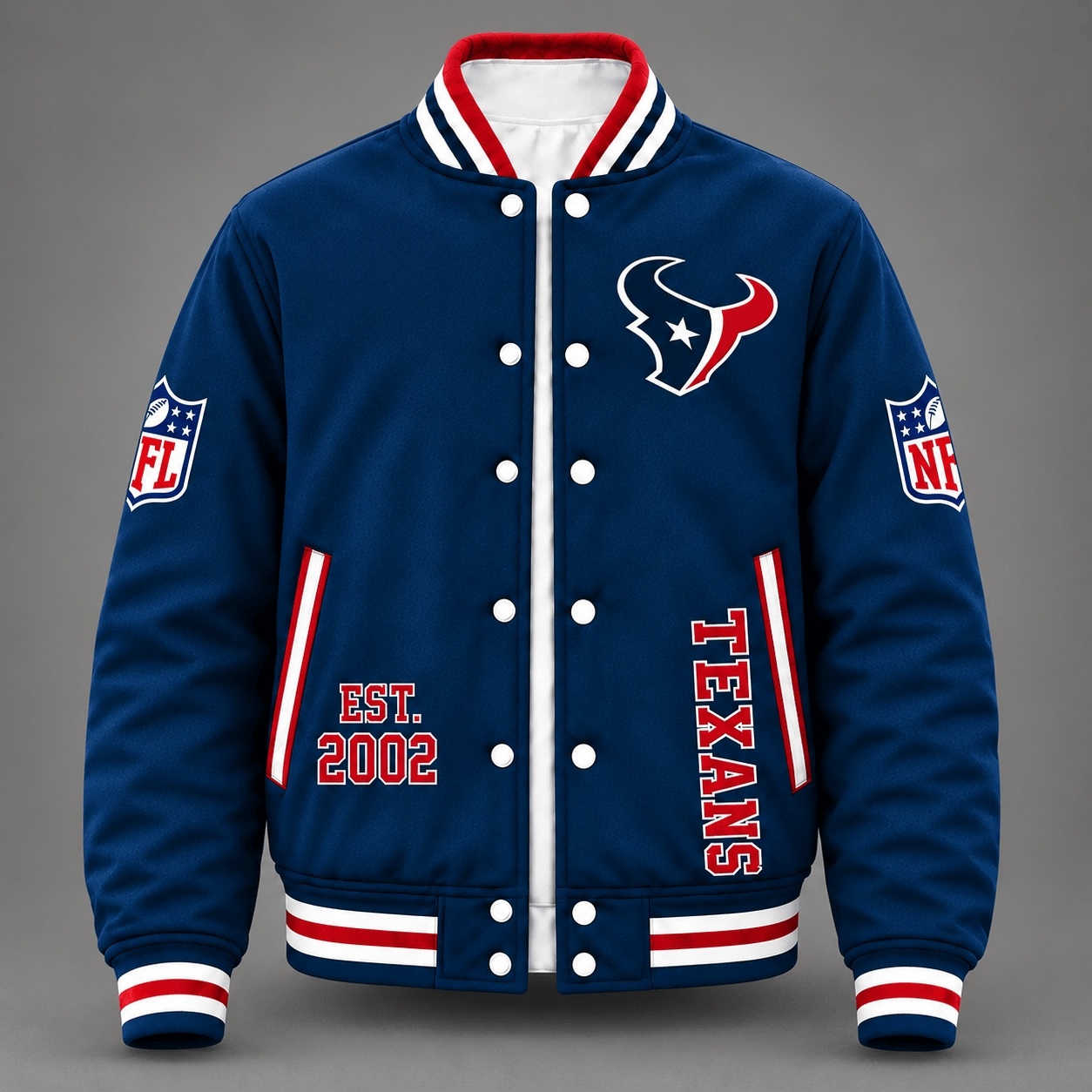 Unisex Houston Texans Logo Printed Varsity Jacket Secondary image