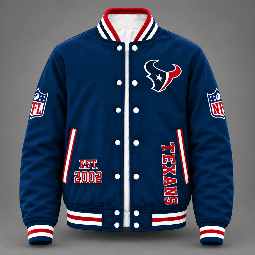 Unisex Houston Texans Logo Printed Varsity Jacket