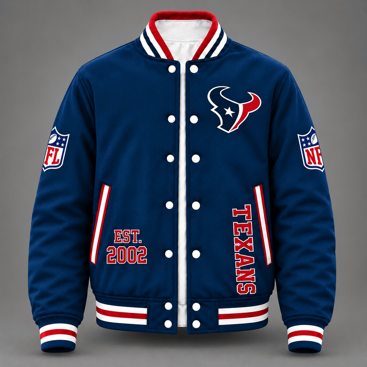 Unisex Houston Texans Logo Printed Varsity Jacket