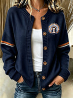 Women'S Casua Football Print Knitted Cardigan Top
