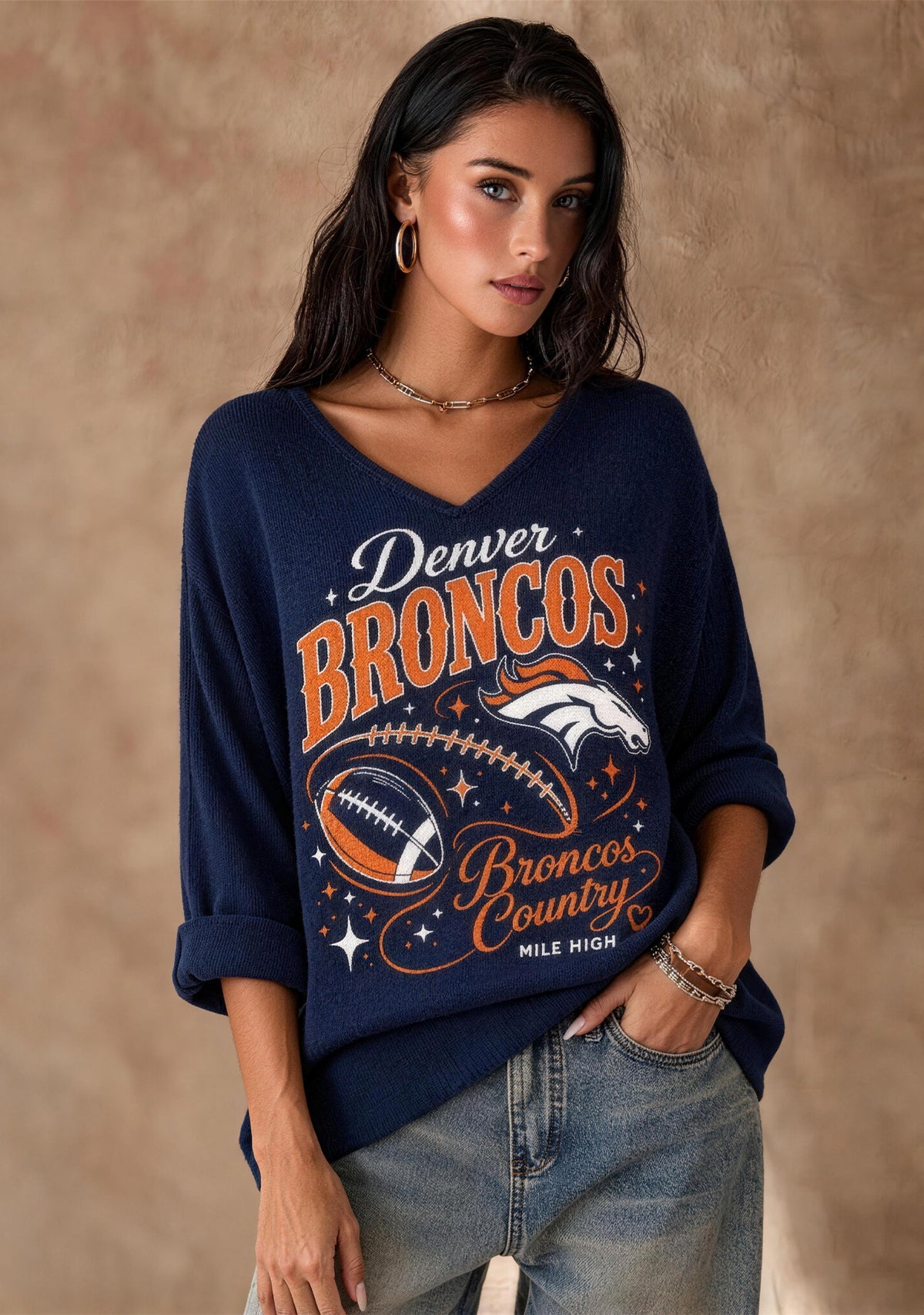 Women Denver Broncos Long Sleeve Game Day Shirt