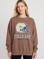 Women's Football Lover Field Day Flower Helmet Printed Long-Sleeve T-Shirt