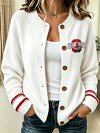 Women'S Casual Football Plant Knitted Cardigan Top