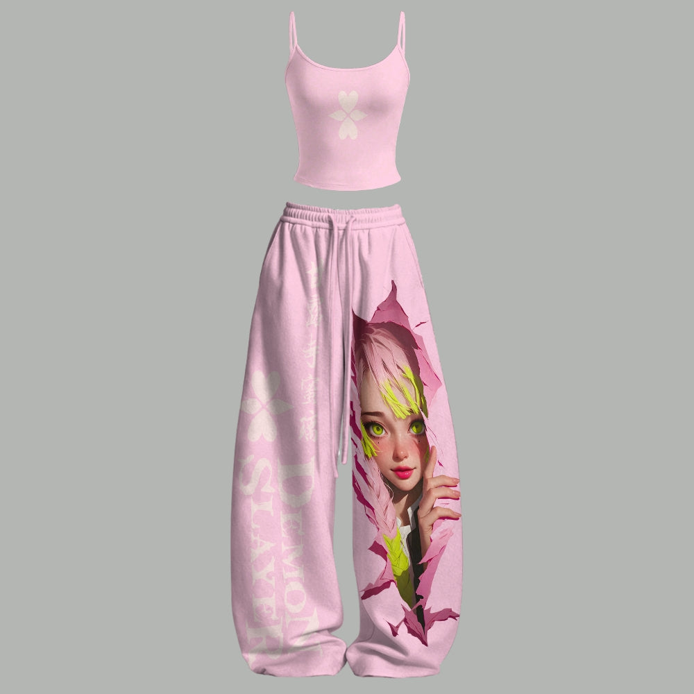 Demon Slayer Top & Elasticated Trousers Two-Piece Set