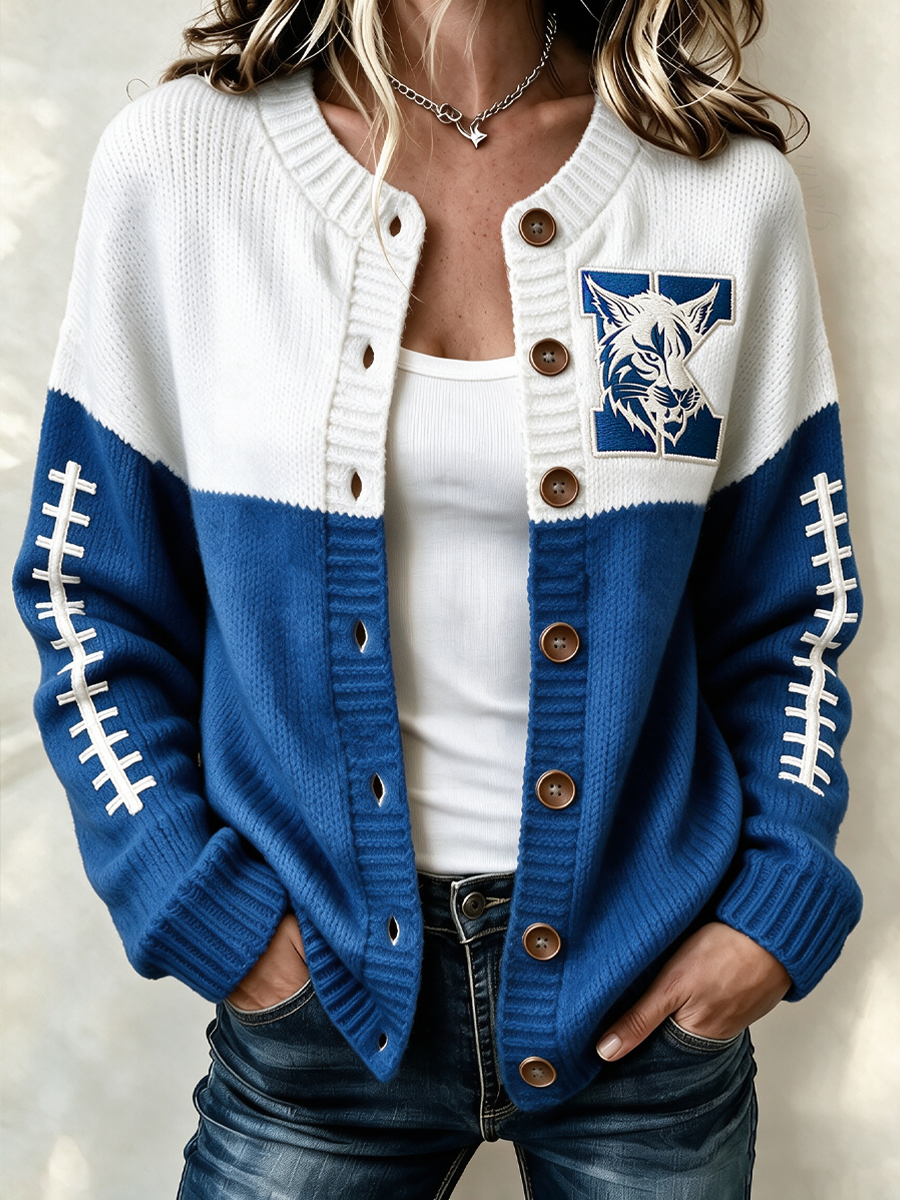 Women'S Casual Football Plant Knitted Cardigan Top Main image