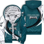 Philadelphia Eagles Fleece Lined Zip Up Football Fan Hooded Jacket