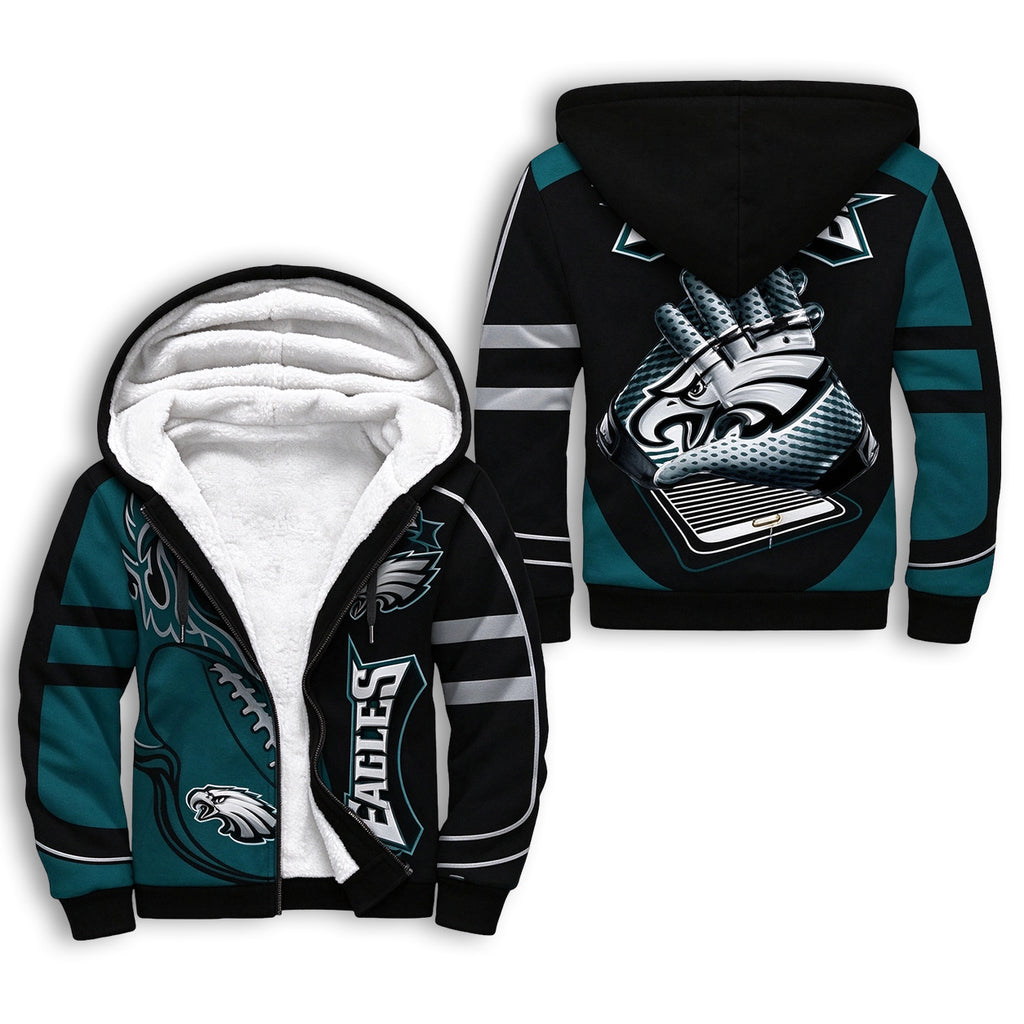 Philadelphia Eagles Fleece Lined Zip Up Hooded Jacket