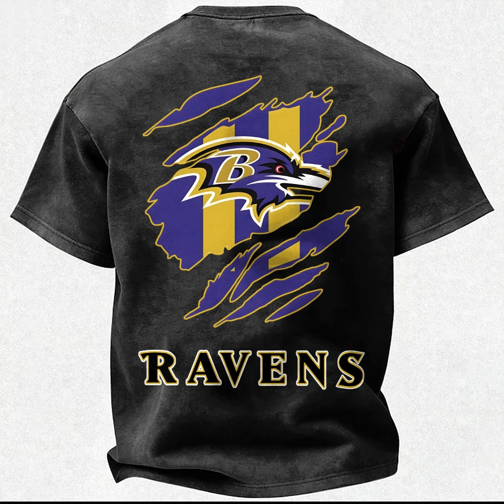 Baltimore Ravens Printed Unisex 100% Pure Cotton Washed T-Shirt