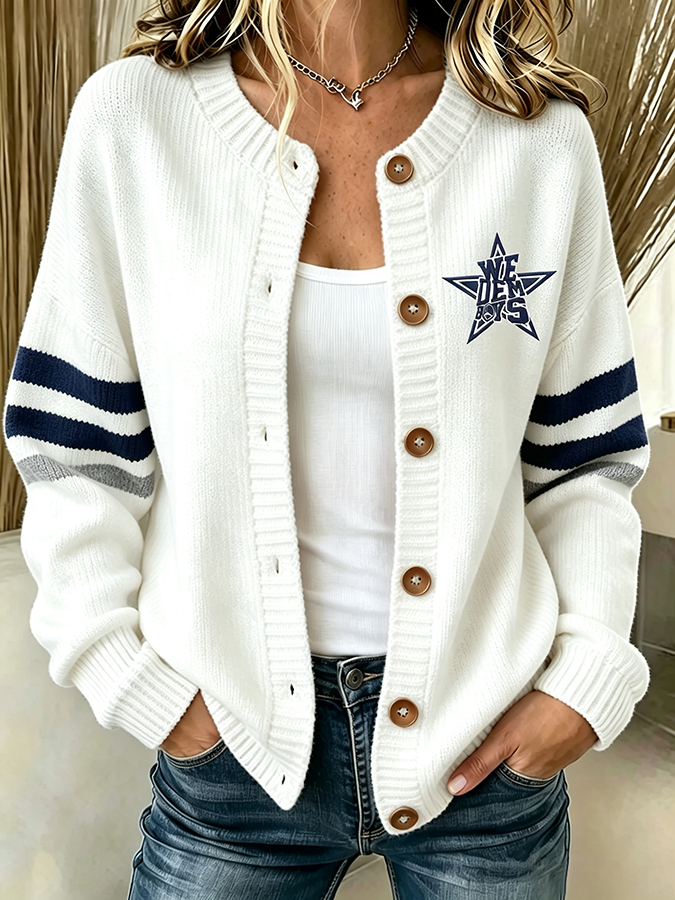 Women'S Casual Football Plant Knitted Cardigan Top Secondary image