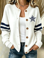 Women'S Casual Football Plant Knitted Cardigan Top