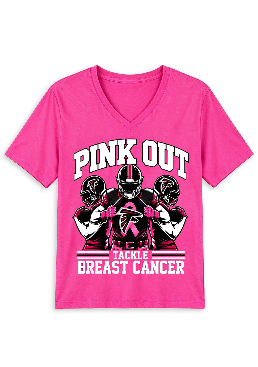 Atlanta Falcons Pink Out Tackle Breast Cancer Awareness V-Neck T-Shirt