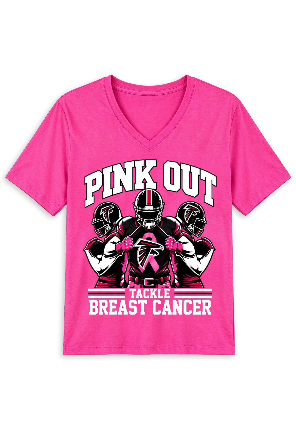 Atlanta Falcons Pink Out Tackle Breast Cancer Awareness V-Neck T-Shirt