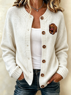 Women's Football Fans Printed Knitted Cardigan Top