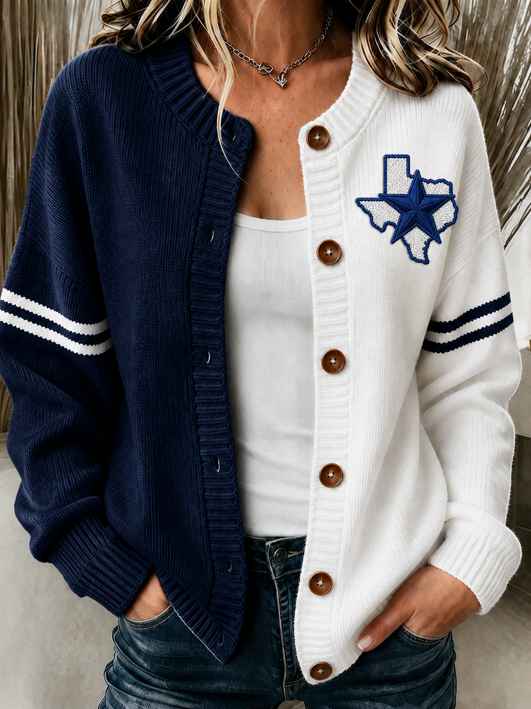Women'S Casual Football Knitted Cardigan Top Main image