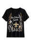 Women's New Orleans Saints Wildflower Graphic V-Neck Raglan Rolled T-Shirt