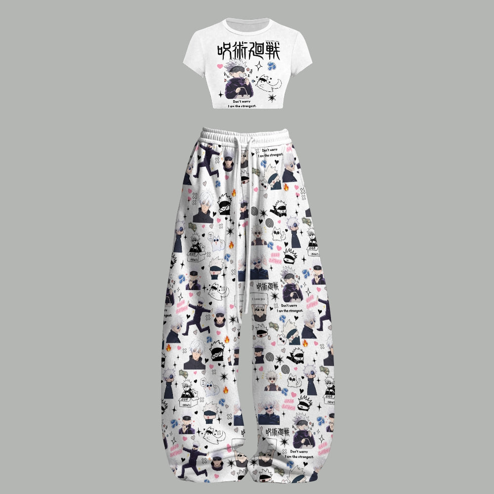 Women T-Shirt  & Elasticated Trousers Two-Piece Set 2605007513