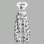 Women T-Shirt  & Elasticated Trousers Two-Piece Set 2605007513