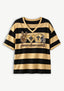 Women's Peace Love New Orleans Saints Football Striped V Neck T-Shirt