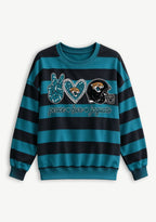 Women's Peace Love Jacksonville Jaguars Striped Crewneck Sweatshirt