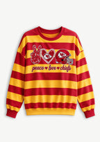 Women's Peace Love Kansas City Chiefs Striped Crewneck Sweatshirt