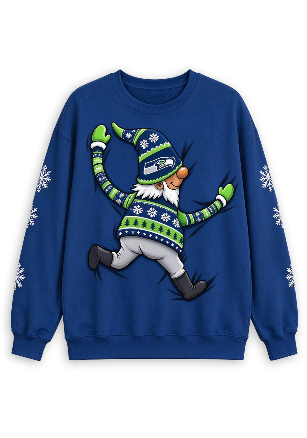 Women's Seattle Seahawks Christmas Gnome Crewneck Sweatshirt
