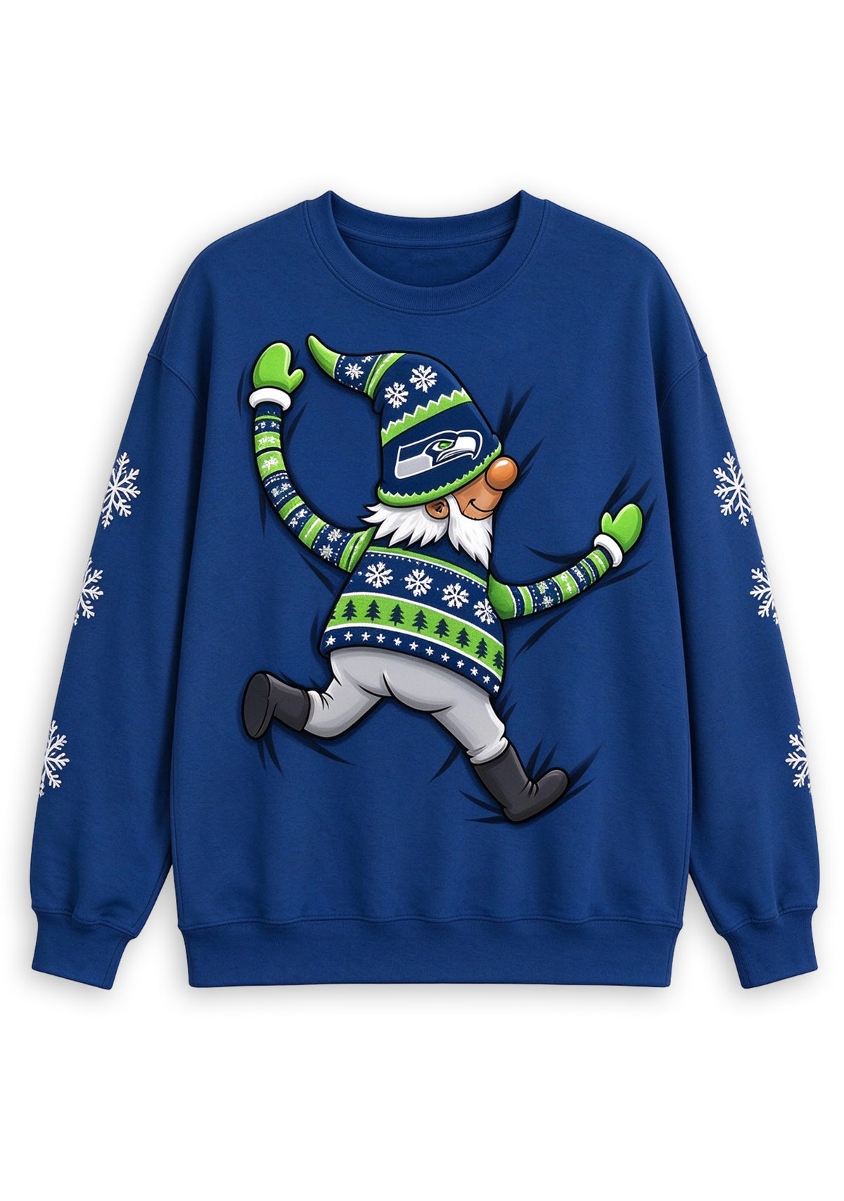 Women's Seattle Seahawks Christmas Gnome Crewneck Sweatshirt