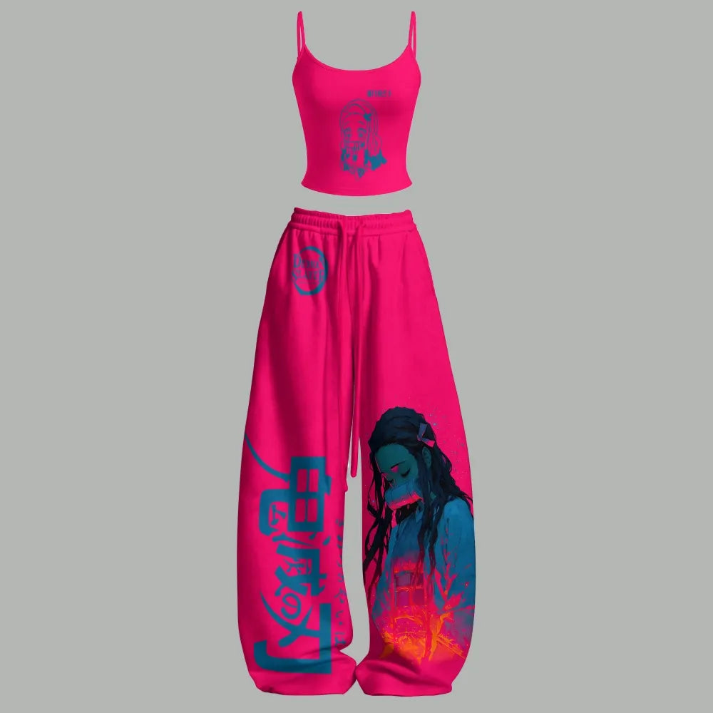 Demon Slayer Top & Elasticated Trousers Two-Piece Set