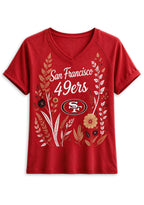 Women's San Francisco 49ers Wildflower Graphic V-Neck Raglan Rolled T-Shirt