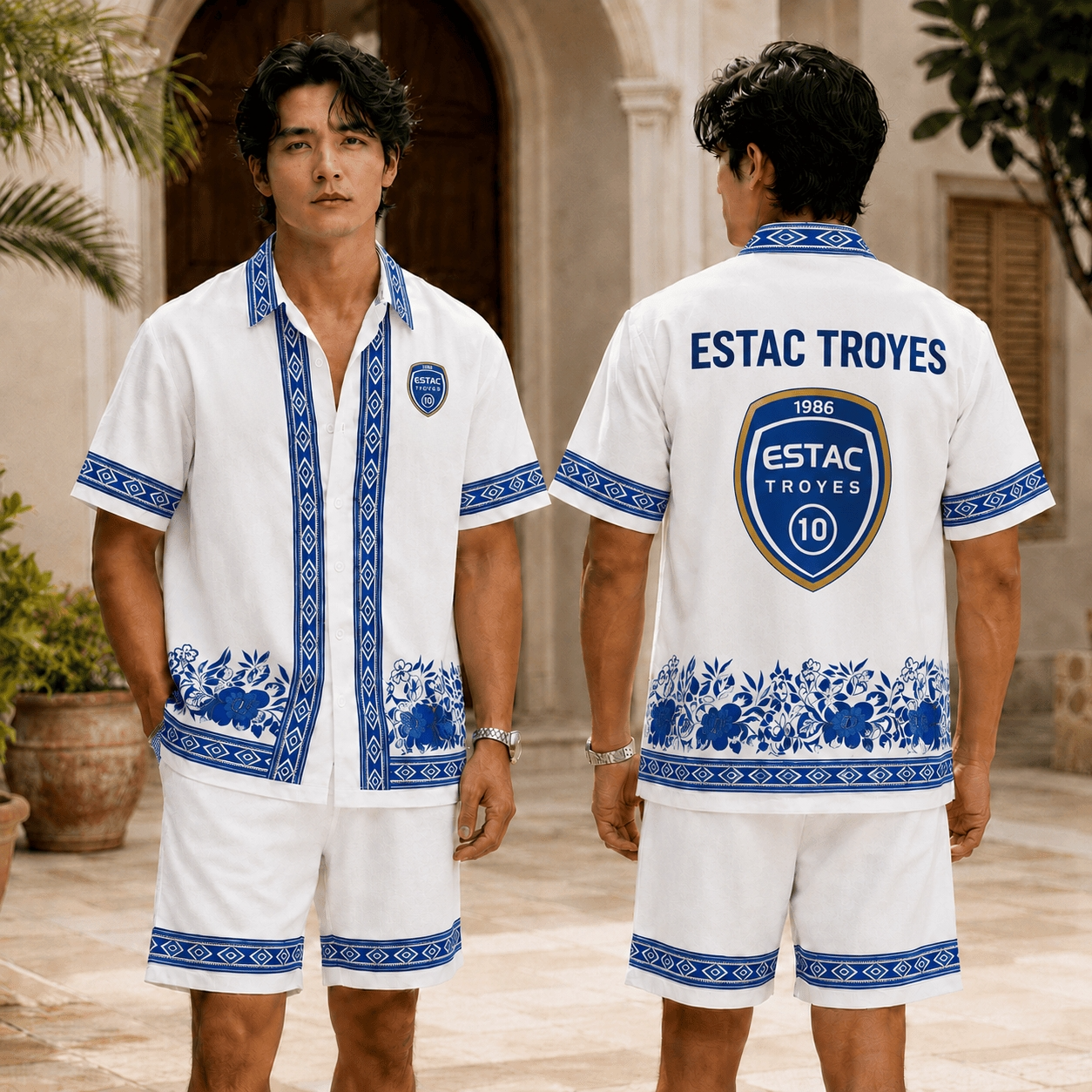 Troyes ESTAC Retro Floral Hawaiian & Short Pants For Fan