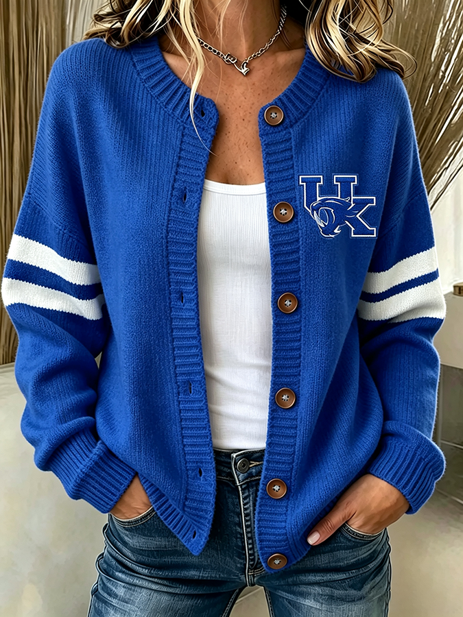 Women'S Casual Football Plant Knitted Cardigan Top