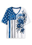 Women's Detroit Lions American Flag Floral V-Neck T-Shirt