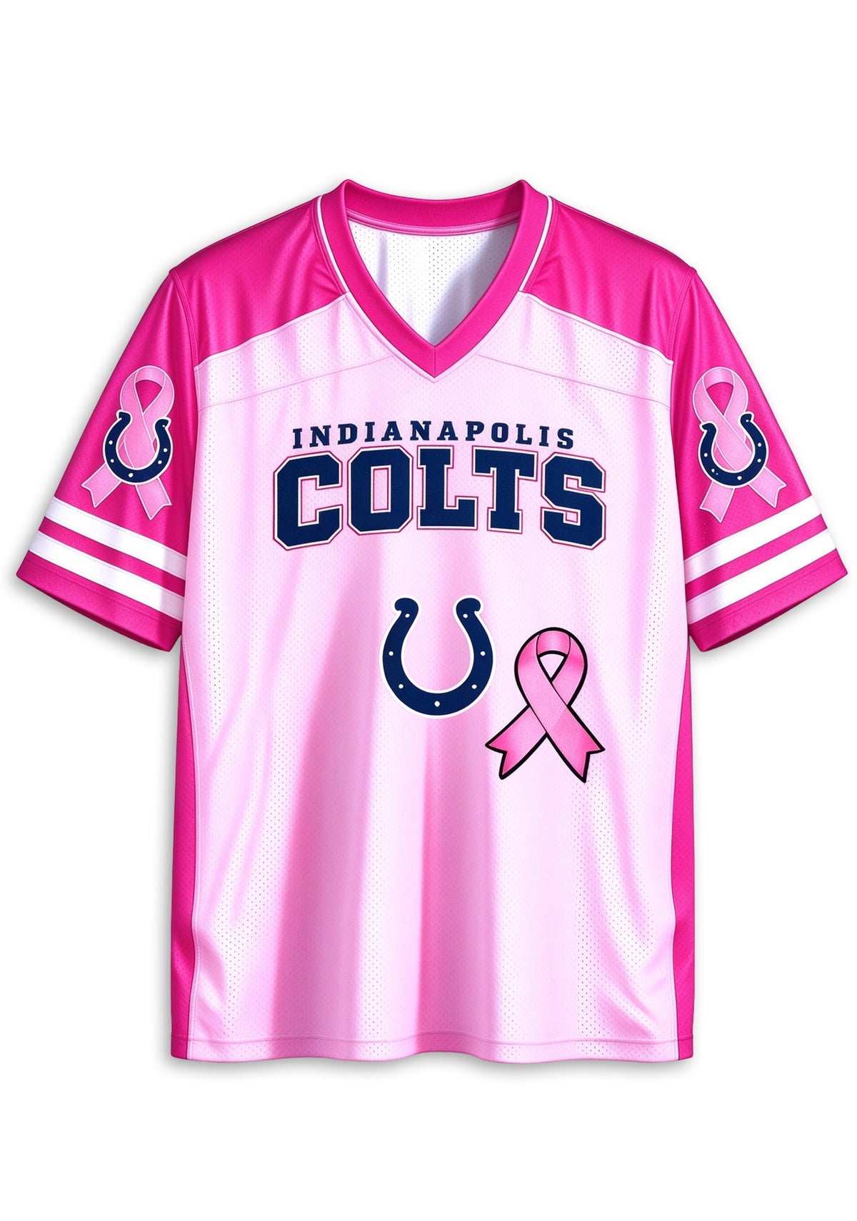 Women Indianapolis Colts Breast Cancer Awareness Pink Ribbon Mesh Jersey