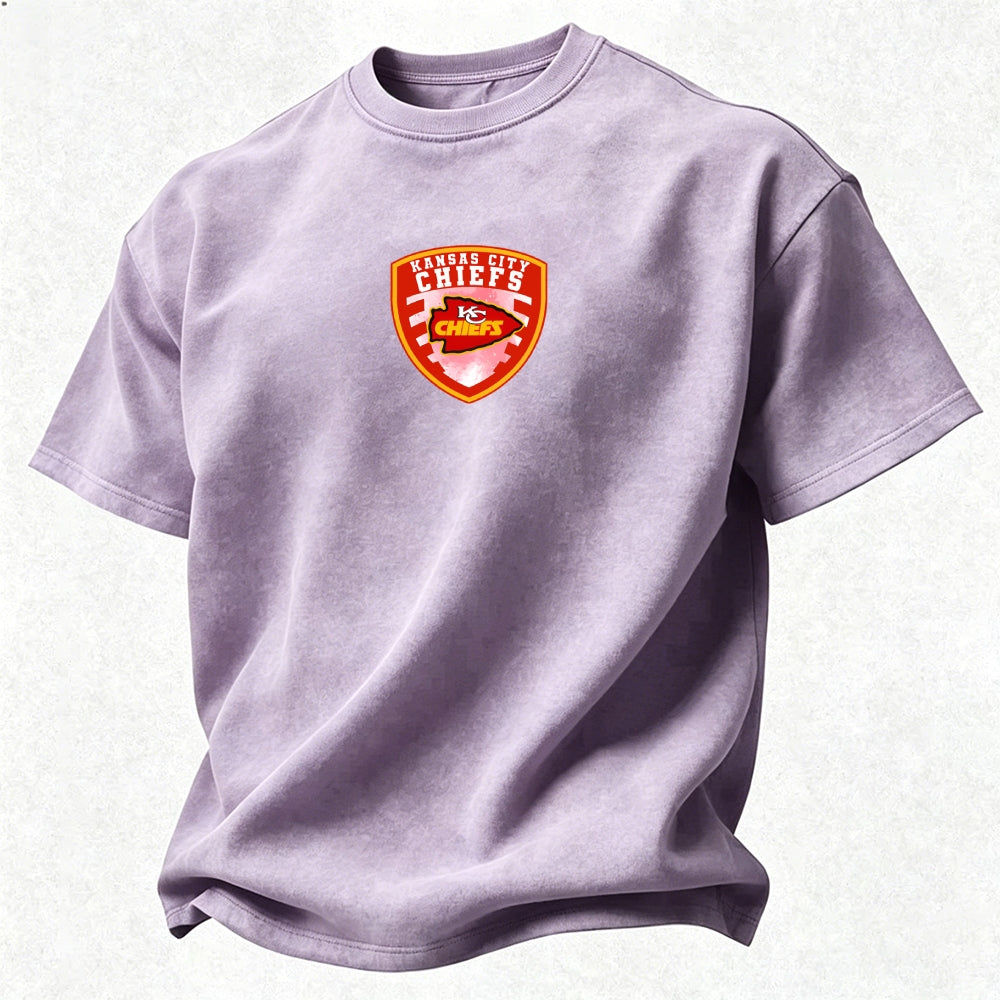Kansas City Chiefs Printed Unisex 100% Pure Cotton Washed T-Shirt