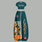 One Piece Women T-Shirt  & Elasticated Trousers Two-Piece Set