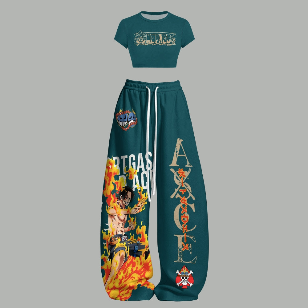 One Piece Women T-Shirt  & Elasticated Trousers Two-Piece Set
