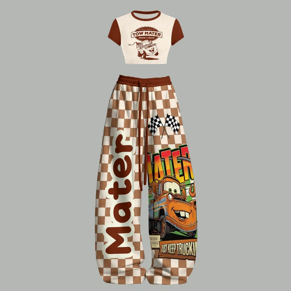Crazy Racing Women T-Shirt  & Elasticated Trousers Two-Piece Set