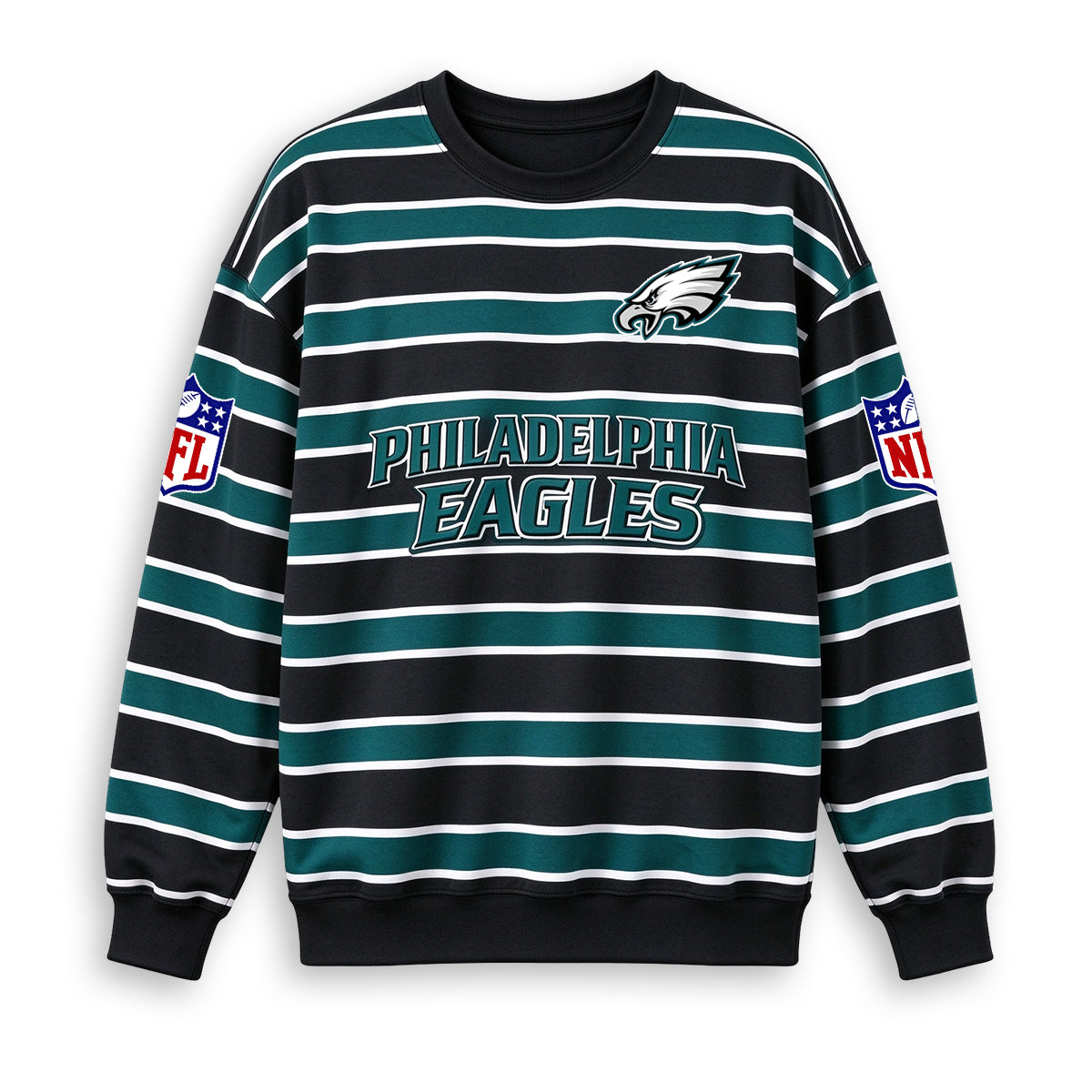 Men's Philadelphia Eagles Striped NFL Crew Neck Sweatshirt
