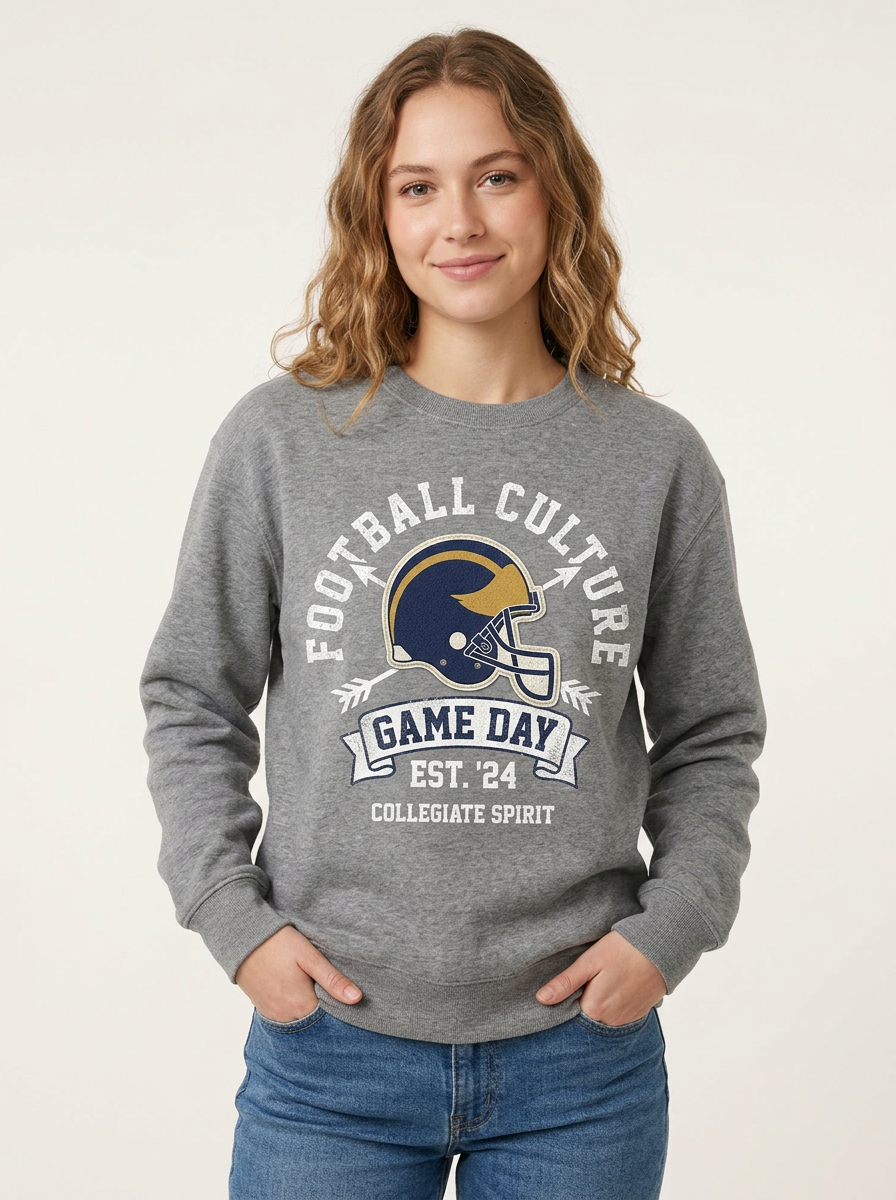 Women's Football Culture Helmet Game Day Printed Long-Sleeve T-Shirt