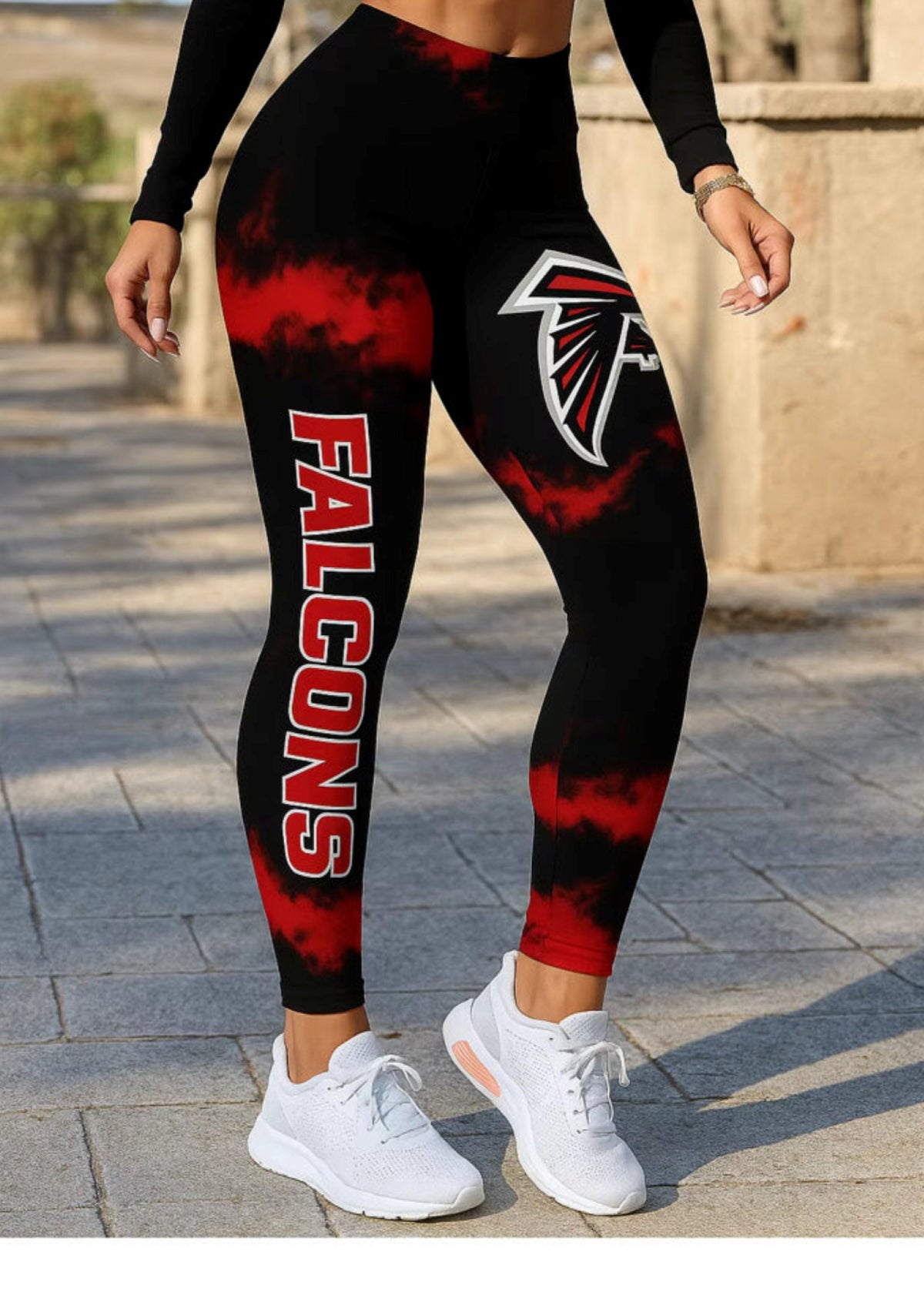 Atlanta Falcons Red Black Workout Leggings For Lady