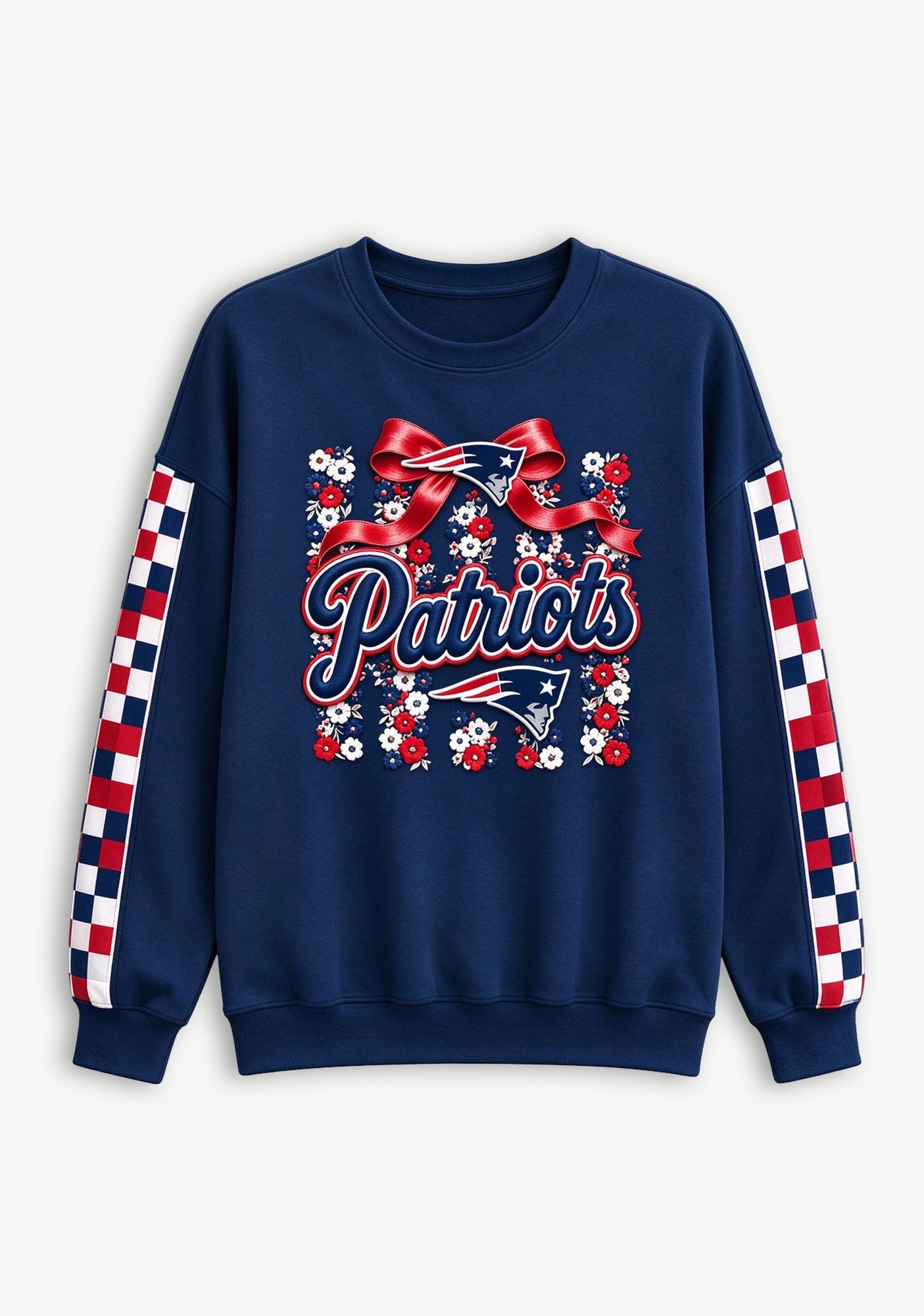 Women's New England Patriots Floral Bow Crewneck Sweatshirt Secondary image
