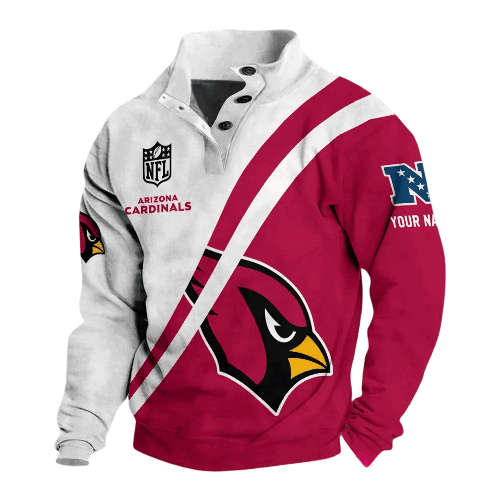 Arizona Cardinals Split Custom Button Mock Neck Sweatshirt Main image